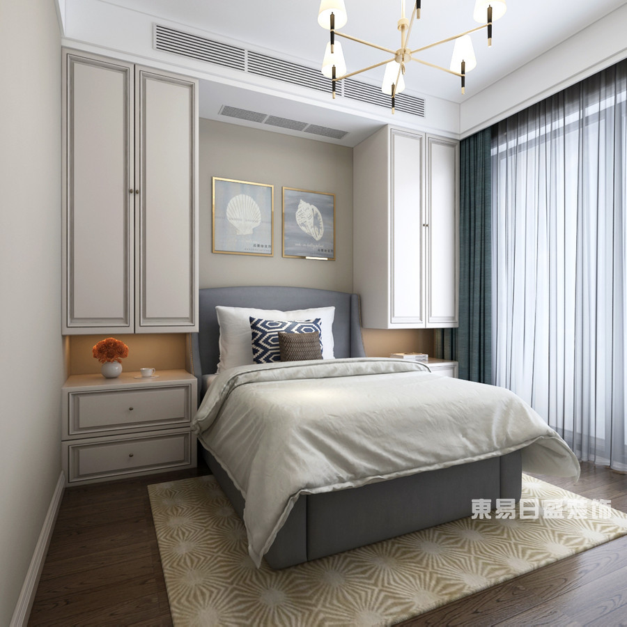 开元上府120平米三居室-美式轻奢风格-次卧室装修效果图