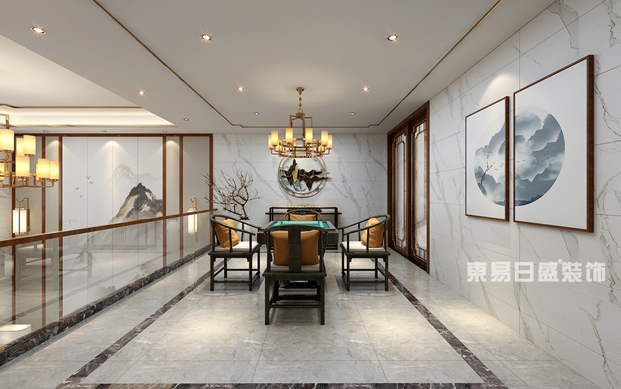 桂林华御公馆复式楼380㎡新中式风格：休闲室装修设计效果图