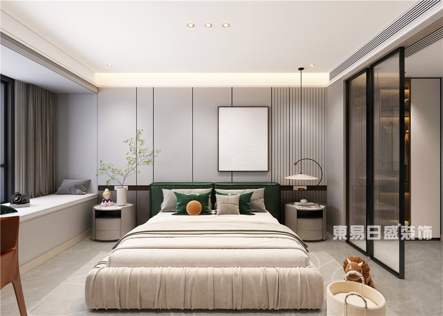汝南建业-160平米-现代简约-卧室-装修效果图